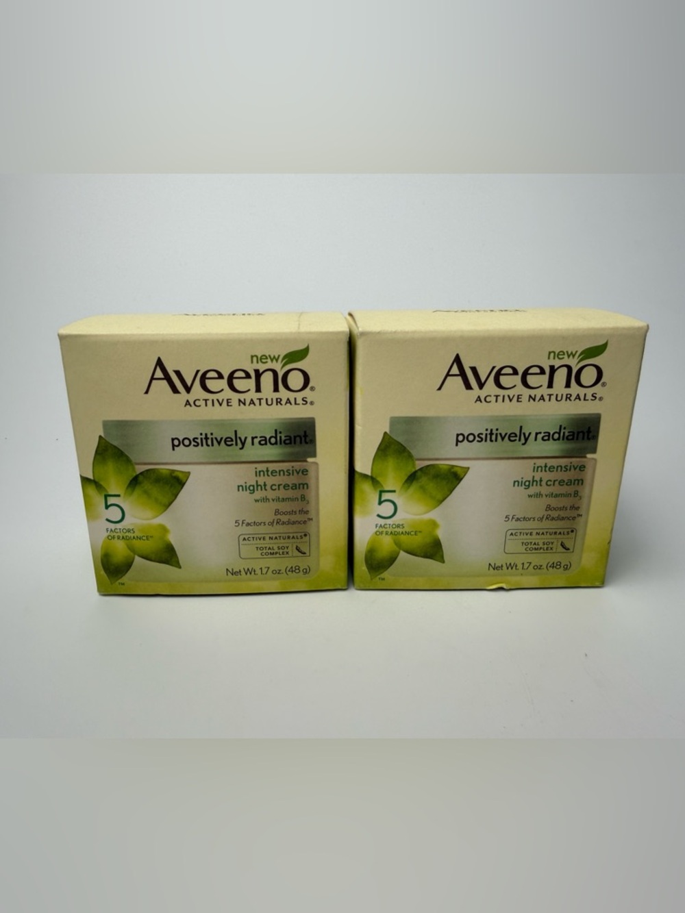 2 Aveeno Active Naturals Positively Radiant Intensive Night Cream Soy 1.7 Oz NIB